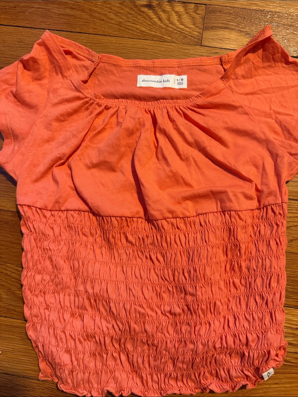 abercrombie kids Coral Smocked Short Sleeve Tee